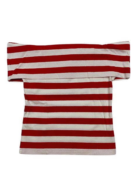 T-shirt bambina bianco/rosso in cotone Manila Grace | 102TMJS25/SUBIANCO/ROSSO